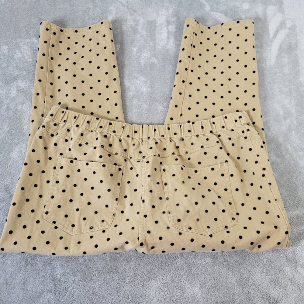 Isaac Mizrahi Live Womens 18WP Plus Capri Pants Tan White Polka Dot GEO28E - Picture 7 of 11